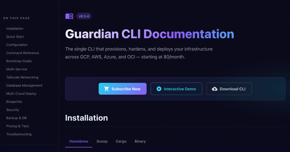 Guardian CLI Documentation | Installation and Usage
